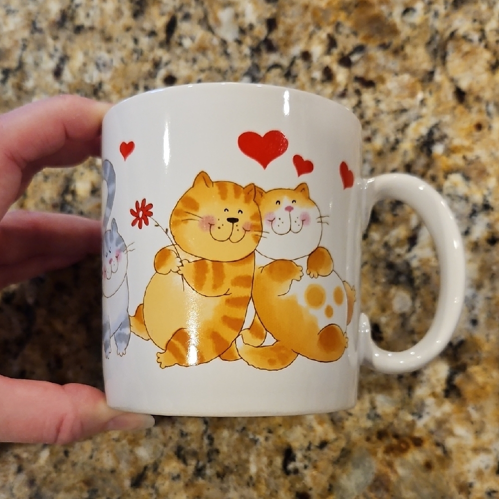 Vintage Valentines Cat Heart Mug